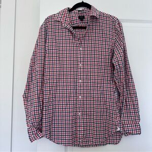 J. Crew (M) Ludlow 120’s 2 Ply Red White Blue Checkered Collared Button Up Shirt